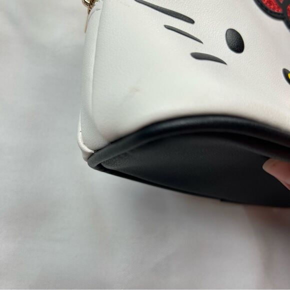Sanrio Hello Kitty Crossbody Purse with Charms Adjustable Strap Zip White Red - Picture 3 of 15
